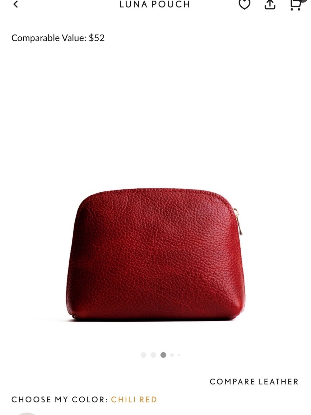 Portland Leather CLASSIC Luna Pouch - Chili Red - Picture 3 of 8